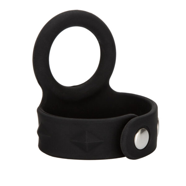 716770087416 2 Silicone Tri-Snap Scrotum Support Ring Large Black