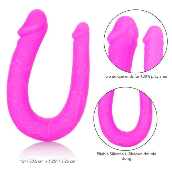 716770091864 3 Silicone Double Dong Ac/Dc Dong Pink