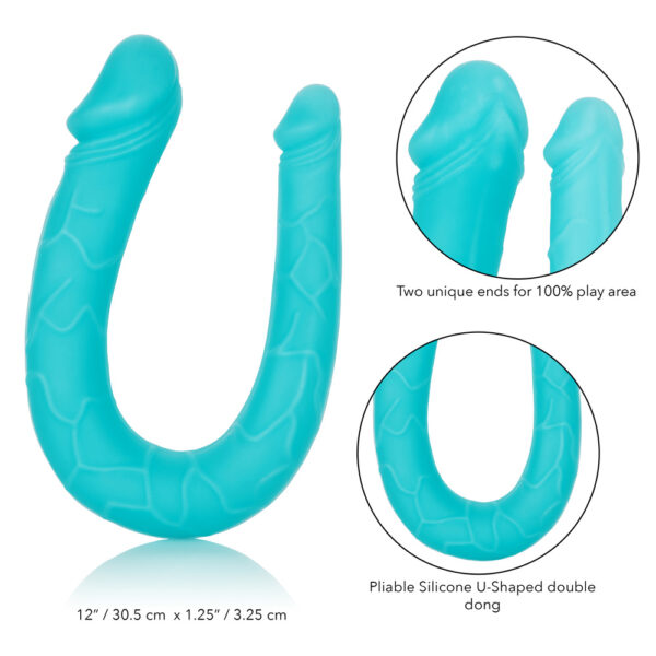 716770091871 3 Silicone Double Dong Ac/Dc Dong Teal