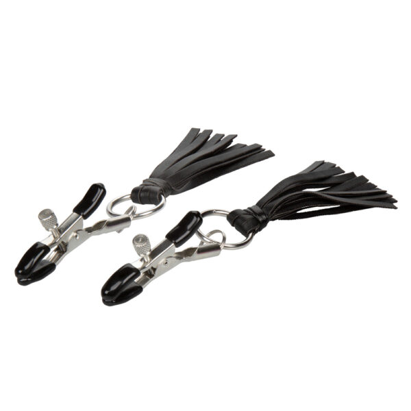 716770091888 2 Nipple Play Playful Tassels Nipple Clamps Black