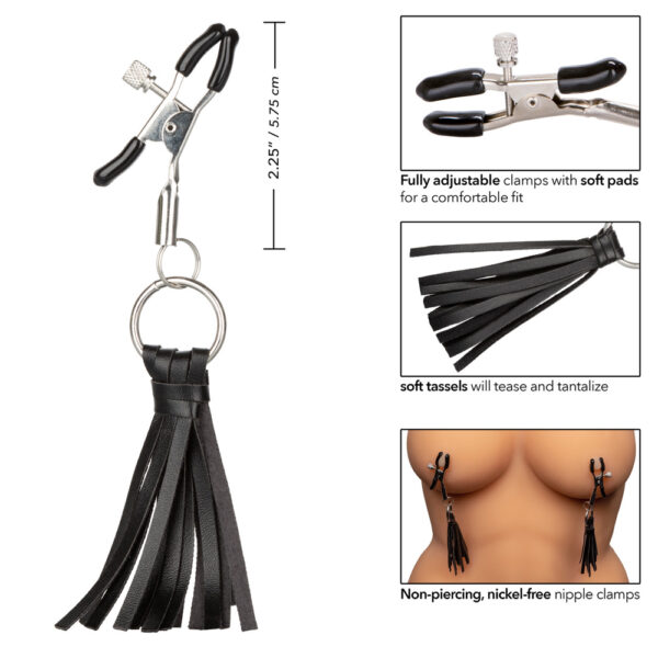 716770091888 3 Nipple Play Playful Tassels Nipple Clamps Black