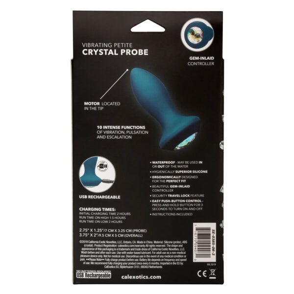716770094070 2 Power Gem Vibrating Petite Crystal Probe Blue