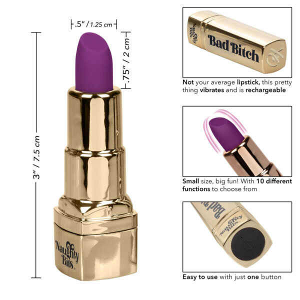 716770094292 3 Naughty Bits Bad Bitch Lipstick Vibrator