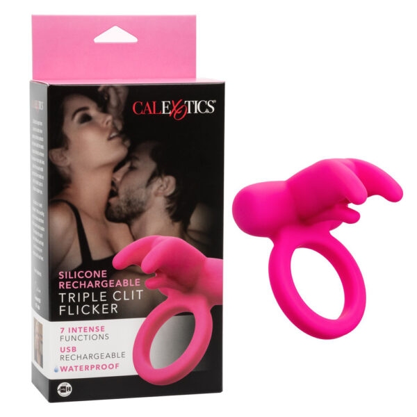 Silicone Rechargeable Triple Clit Flicker - Image 3
