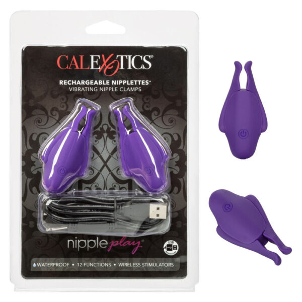 716770095947 2 Nipple Play Rechargeable Nipplettes Purple