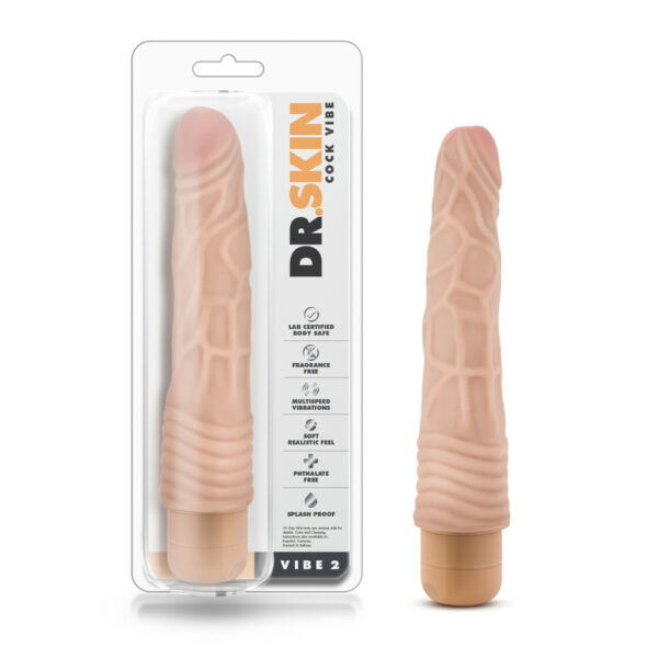 735380100339 Dr. Skin Cock Vibe #2 - 9" Vibrating Cock Beige