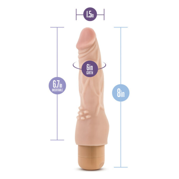 735380101237 2 Dr. Skin Cock Vibe #4 - 8" Vibrating Cock Beige