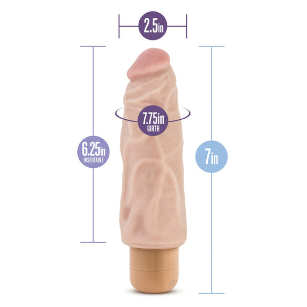 735380113438 2 Dr. Skin Cock Vibe #9 - 7.5" Vibrating Cock Beige