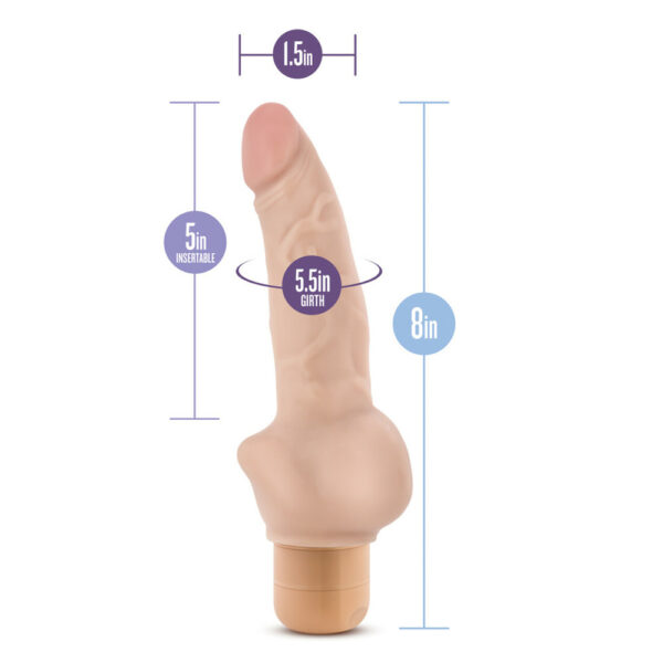 735380113735 2 Dr. Skin Cock Vibe #12 - 8" Vibrating Cock Beige