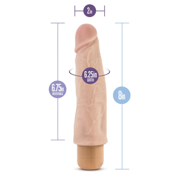 735380113834 2 Dr. Skin Cock Vibe #14 - 8" Vibrating Cock Beige