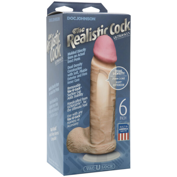 782421005658 The Realistic Cock - With Removable Vac-U-Lock Suction Cup - ULTRASKYN - 6" - Vanilla