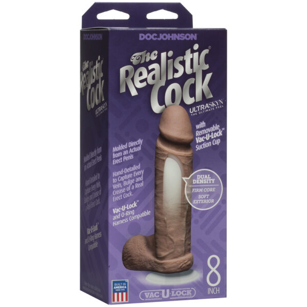 782421014322 The Realistic Cock - With Removable Vac-U-Lock Suction Cup - ULTRASKYN - 8" - Caramel