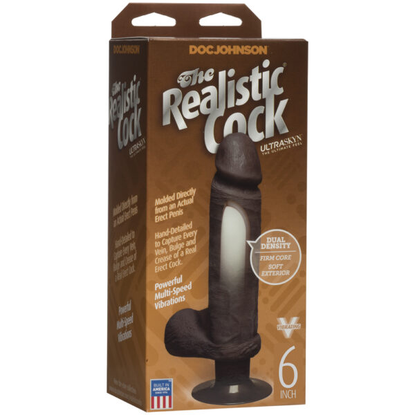 782421014346 The Realistic Cock - ULTRASKYN - Vibrating 6" Chocolate