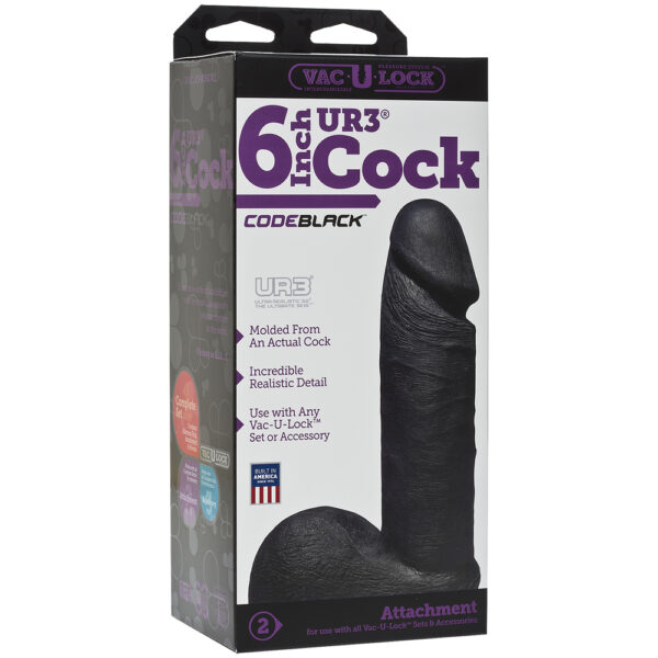 782421027506 Vac-U-Lock Codeblack 6" Ultraskyn Cock Codeblack