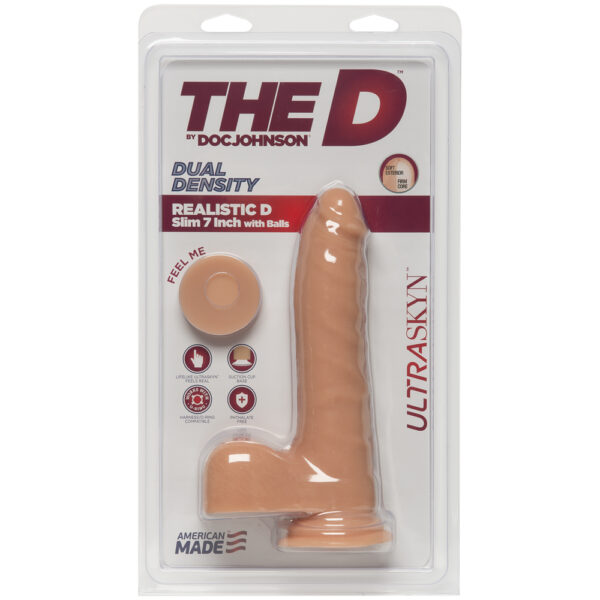 782421068622 The D Realistic D Slim 7" With Balls Ultraskyn Vanilla