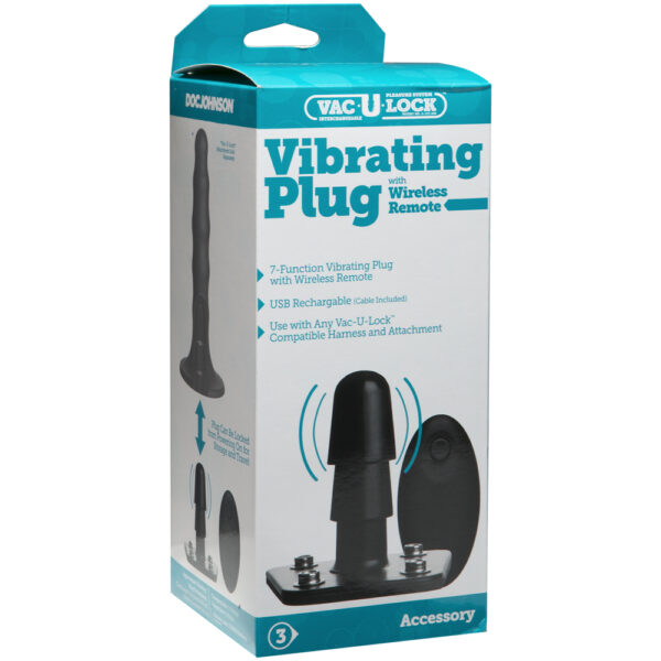 782421069056 Vac-U-Lock Vibrating Plug With Wireless Remote Black