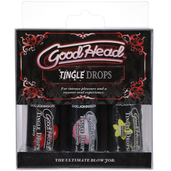 782421070106 Goodhead Tingle Drops Sweet Cherry, Cotton Candy, French Vanilla 3-Pack