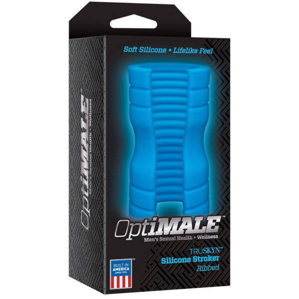 782421070533 Optimale Truskyn Silicone Stroker Ribbed Blue