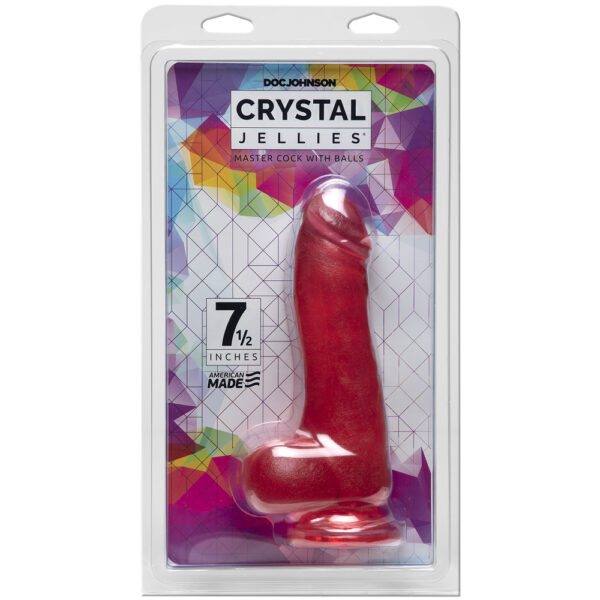 782421073329 Crystal Jellies Master Cock With Balls 7.5" Pink