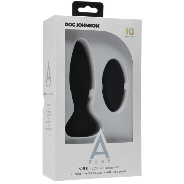 782421075613 A-Play Vibe Adventurous Rechargeable Silicone Anal Plug With Remote Black