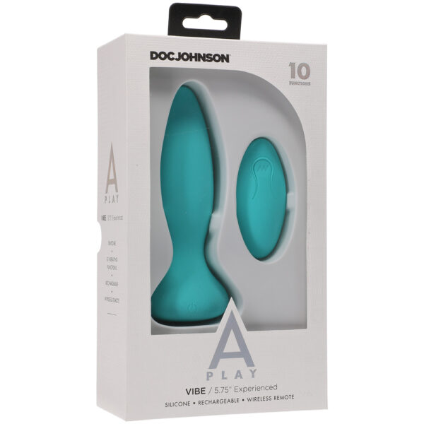 782421075644 A-Play Vibe Experienced Rechargeable Silicone Anal Plug With Remote Teal