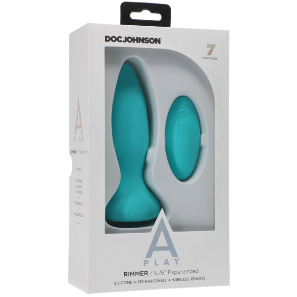 782421075705 A-Play Rimmer Experienced Rechargeable Silicone Anal Plug With Remote Teal