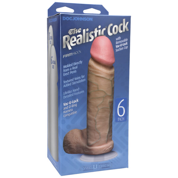 782421120207 The Realistic Cock - With Removable Vac-U-Lock Suction Cup - 6" - Vanilla