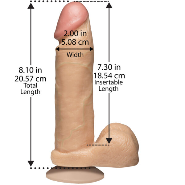 782421120405 3 The Realistic Cock - With Removable Vac-U-Lock Suction Cup - 8" - Vanilla