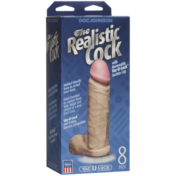 782421120405 The Realistic Cock - With Removable Vac-U-Lock Suction Cup - 8" - Vanilla