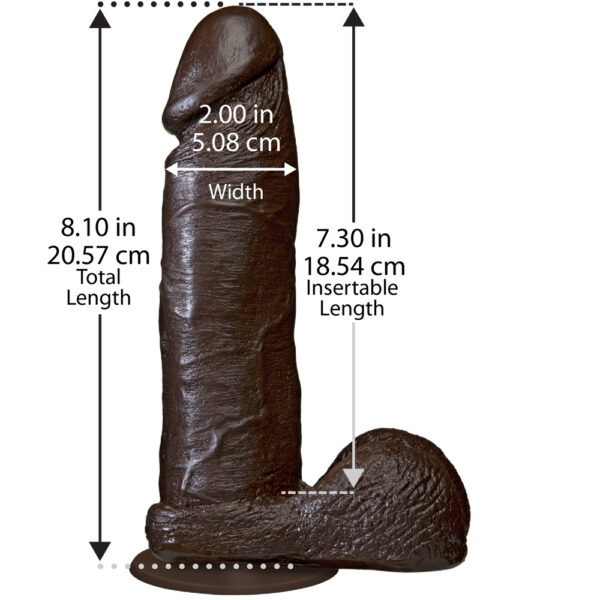 782421121006 3 The Realistic Cock - With Removable Vac-U-Lock Suction Cup - 8" - Chocolate