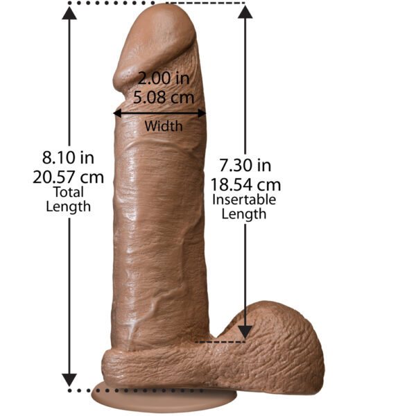 782421121402 3 The Realistic Cock - With Removable Vac-U-Lock Suction Cup - 8" - Caramel