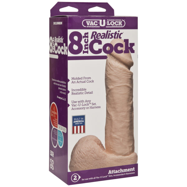 782421155407 Vac-U-Lock - 8" Realistic Cock Vanilla