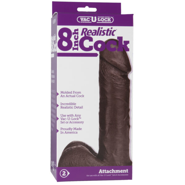 782421155605 Vac-U-Lock - 8" Realistic Cock Chocolate