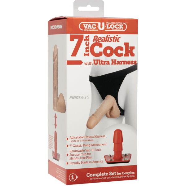 782421157203 Vac-U-Lock - 6" Realistic Cock - With Ultra Harness Vanilla