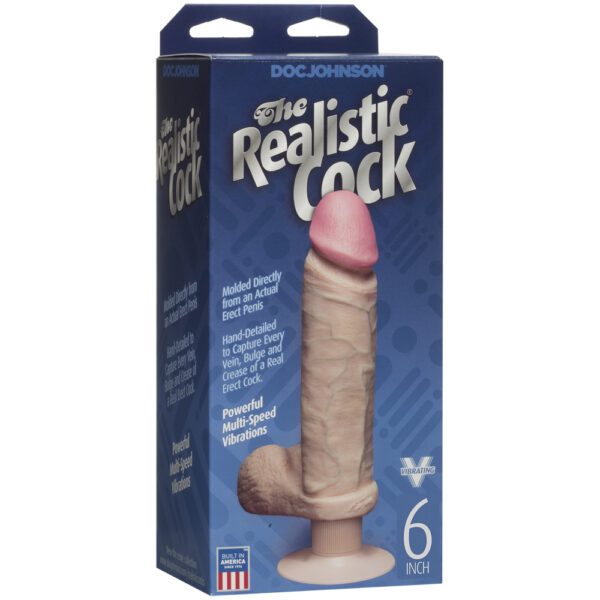 782421166205 The Realistic Cock - Vibrating - 6" Vanilla