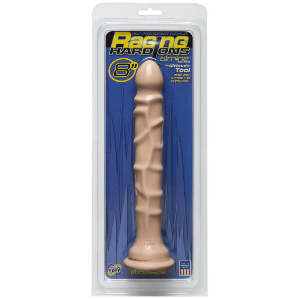 782421555207 Raging Hard-Ons - Slimline With Suction Cup - 8" Dong White