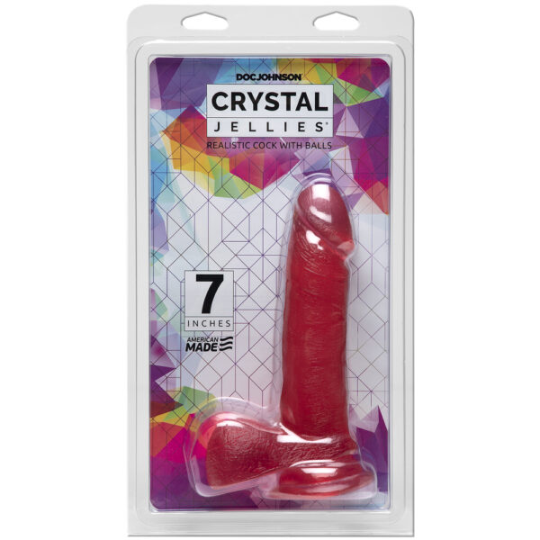 782421785611 Crystal Jellies - 7" Ballsy Cock With Suction Cup Pink