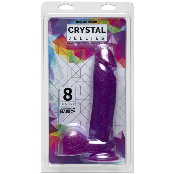 782421930912 Crystal Jellies - 8" Ballsy Cock With Suction Cup Purple