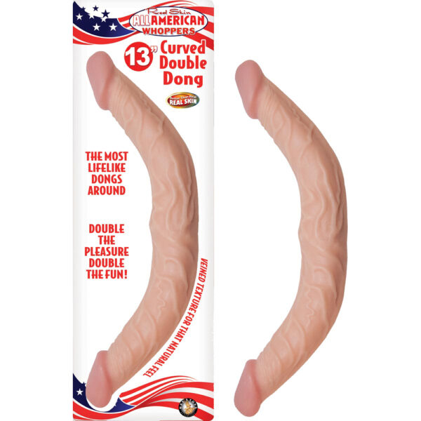 782631252101 All American Whoppers 13" Curved Double Dong Flesh