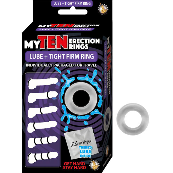 782631269505 My Ten Erection Rings Lube + Tight Firm Ring Clear