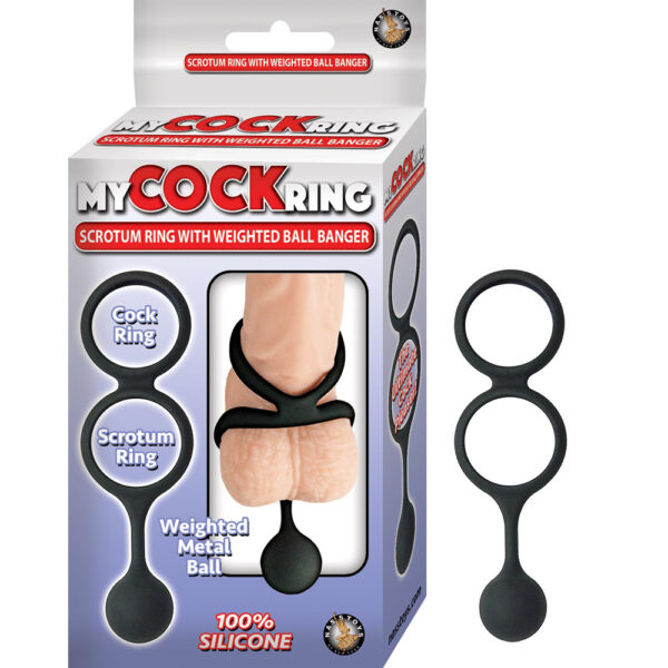 782631272703 My Cock Ring Scrotum Ring With Weighted Ball Banger Black