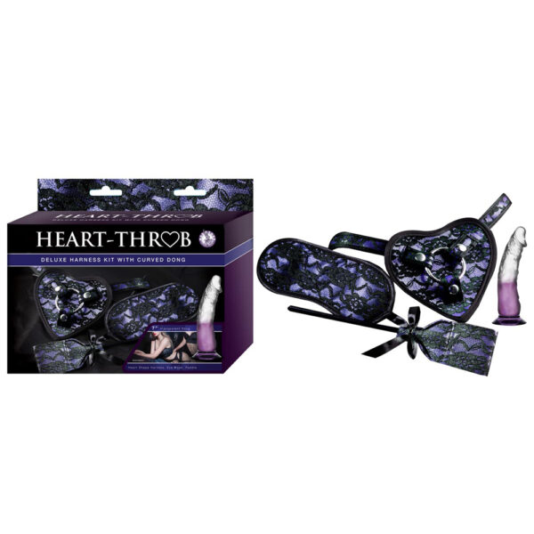 782631290608 Heart-Throb Deluxe Harness Kit With Curved Dong Purple