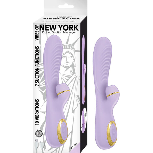 782631291421 Vibes Of New York Ribbed Suction Massager Lavender