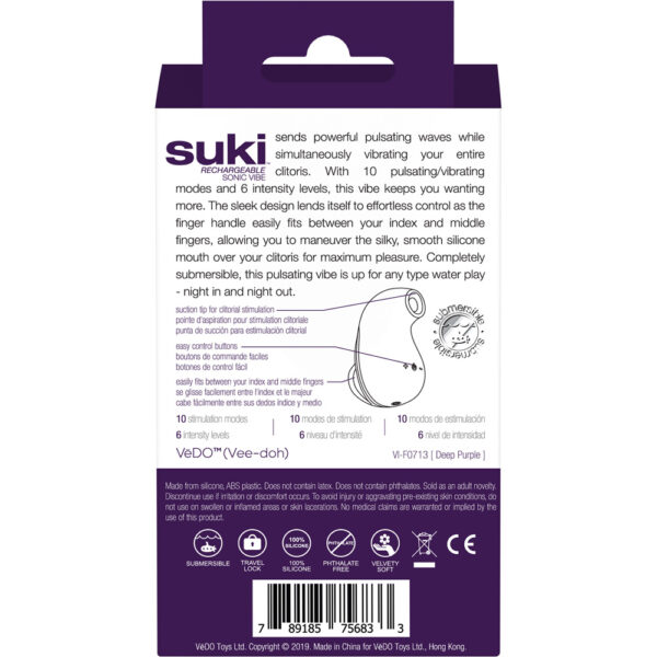 789185756833 2 Suki Rechargeable Vibrating Sucker Deep Purple