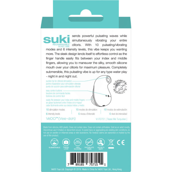 789185757151 2 Suki Rechargeable Sonic Vibe Tease Me Turquoise