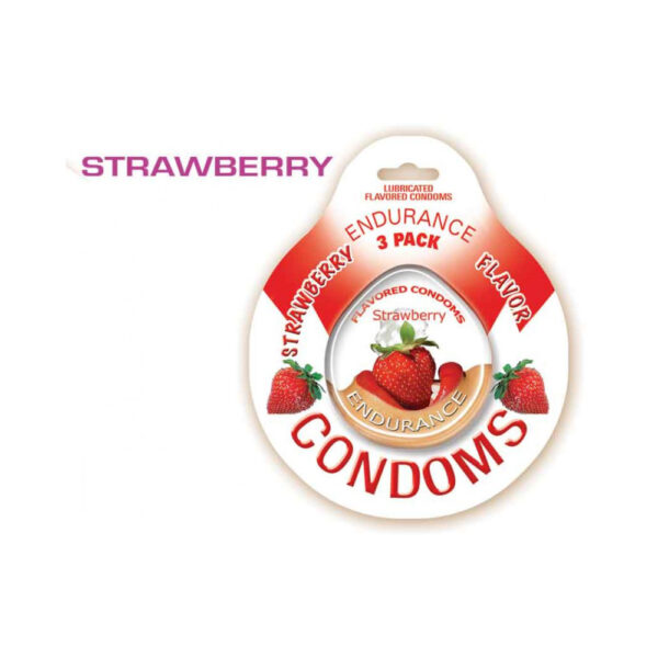 818631020874 Endurance Condoms Strawberry 3Pk