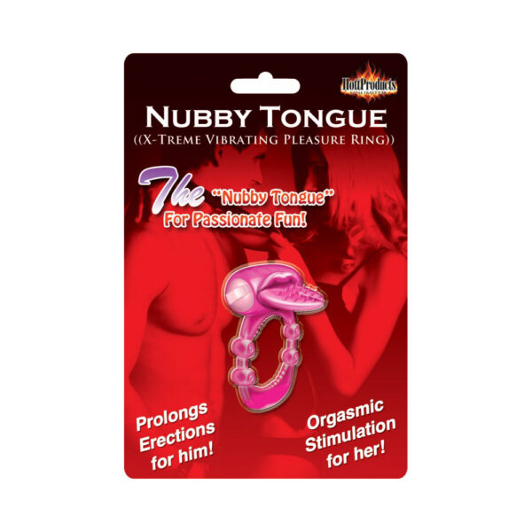 818631022946 Nubby Tongue Vibrating Cock Ring Magenta