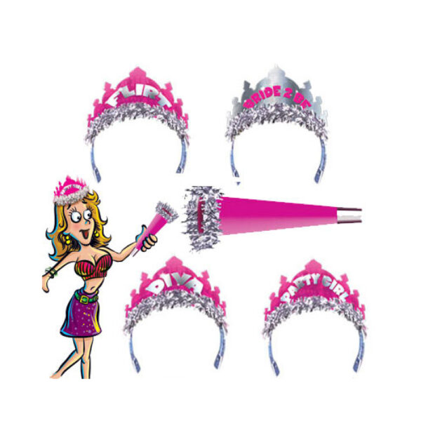 818631025053 2 Bachelorette Tiara's And Tooters 8 Pack