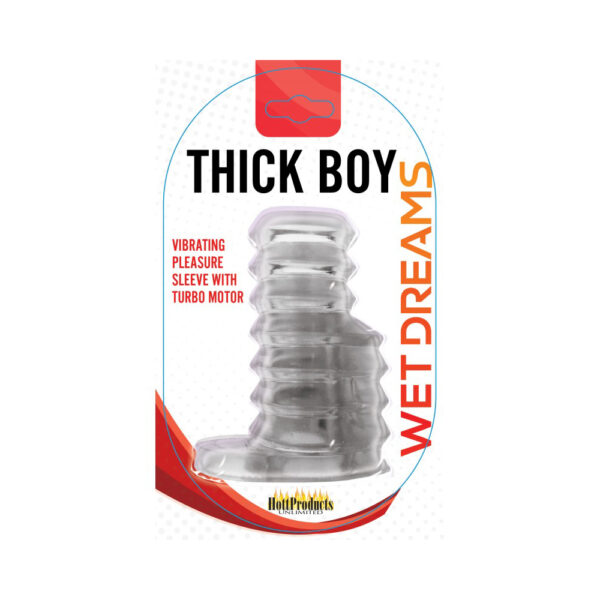 818631028429 Thick Boy Vibrating Sleeve Clear