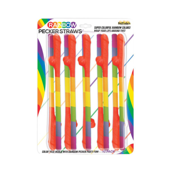 818631032501 Rainbow Pecker Straws 10Pk